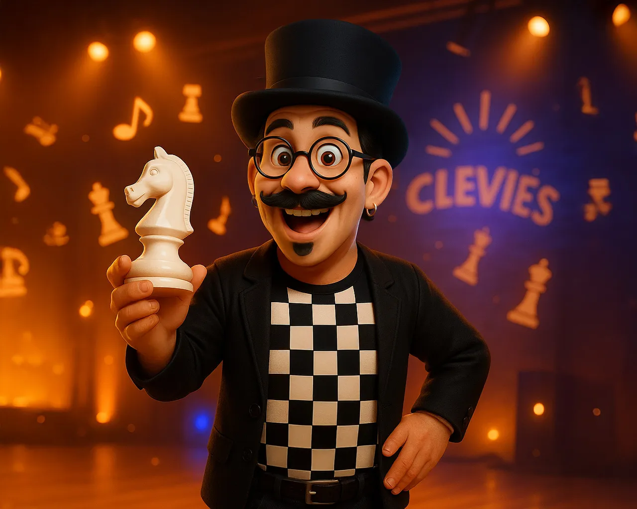 Professor Beat mit Schachfigur
